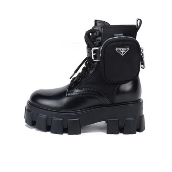 Prada Monolith Black Military Boots - Picture 1 of 5